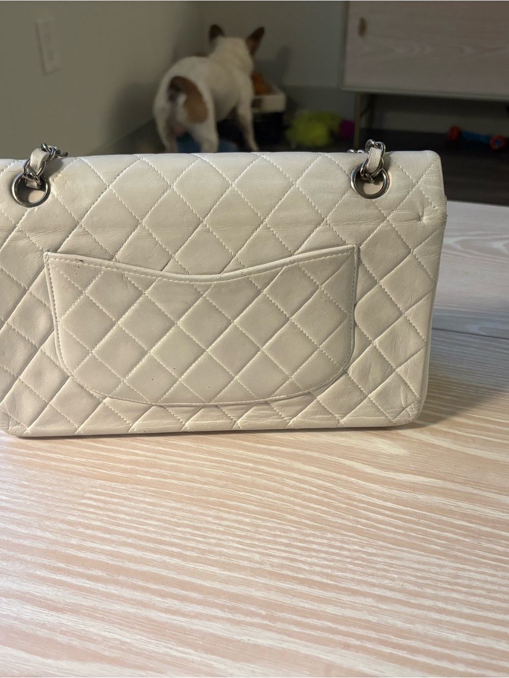 CHANEL White Quilted Lambskin Classic Flap Medium - Picture 9 of 12